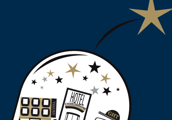In Lyon, some stars shine brighter than others. Vectorial illustration for Axotel Group.